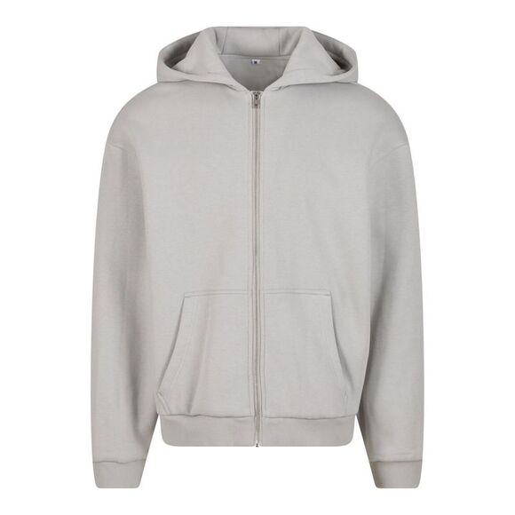 Build Your Brand Unisex Adult Fluffy Full Zip Hoodie / Light Asphalt